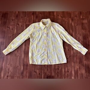 Vintage Yellow Judy Bond Floral Button-Up Shirt size 18